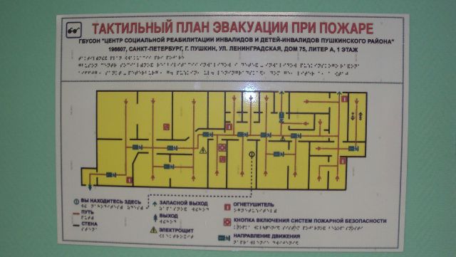 Тактильный план эвакуации по системе брайля 600х400